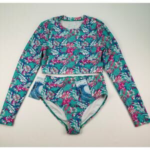 NWT Poetry in Ocean Tropical Long Sleeve Bikini Set Size M Juniors